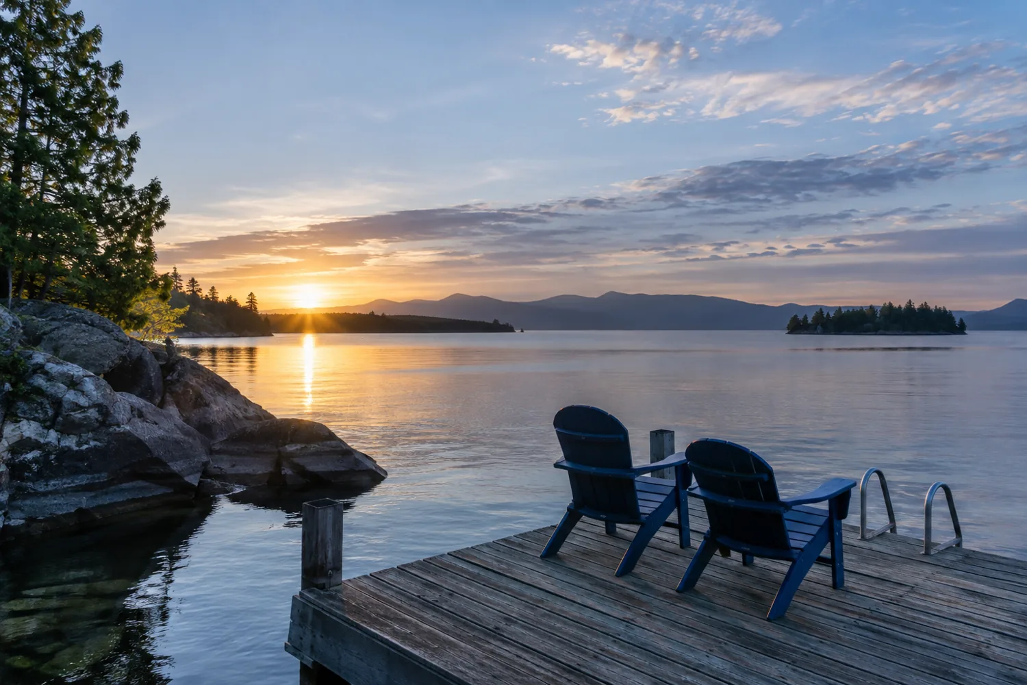Vermont waterfront at dawn